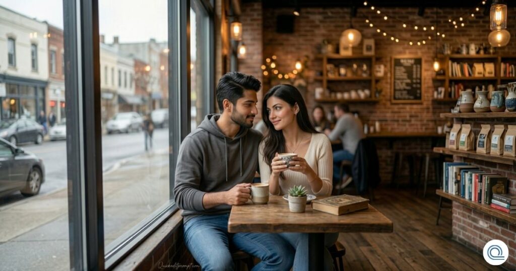 Cozy Coffee Shop Couple Moment - Gemini Prompt for Couple Photo