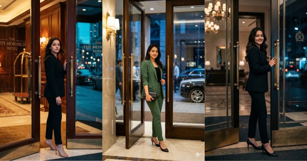 Luxury Hotel Entrance Medium-Shot - Gemini Prompts for Girls